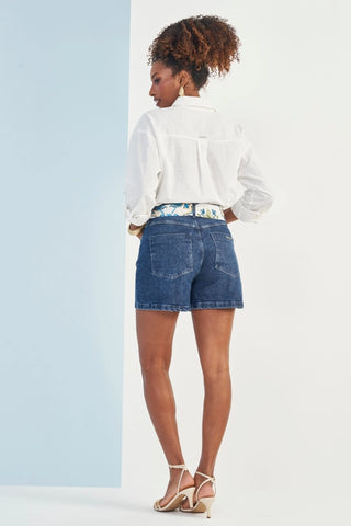 SHORTS FEM BOYFRIEND JEANS C ELASTANO JEANS ESCURO