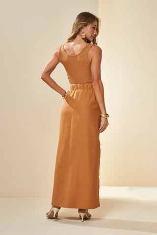 SAIA LONGA PLANO VISCOLINHO BICOLOR NATURAL/MASCAVO