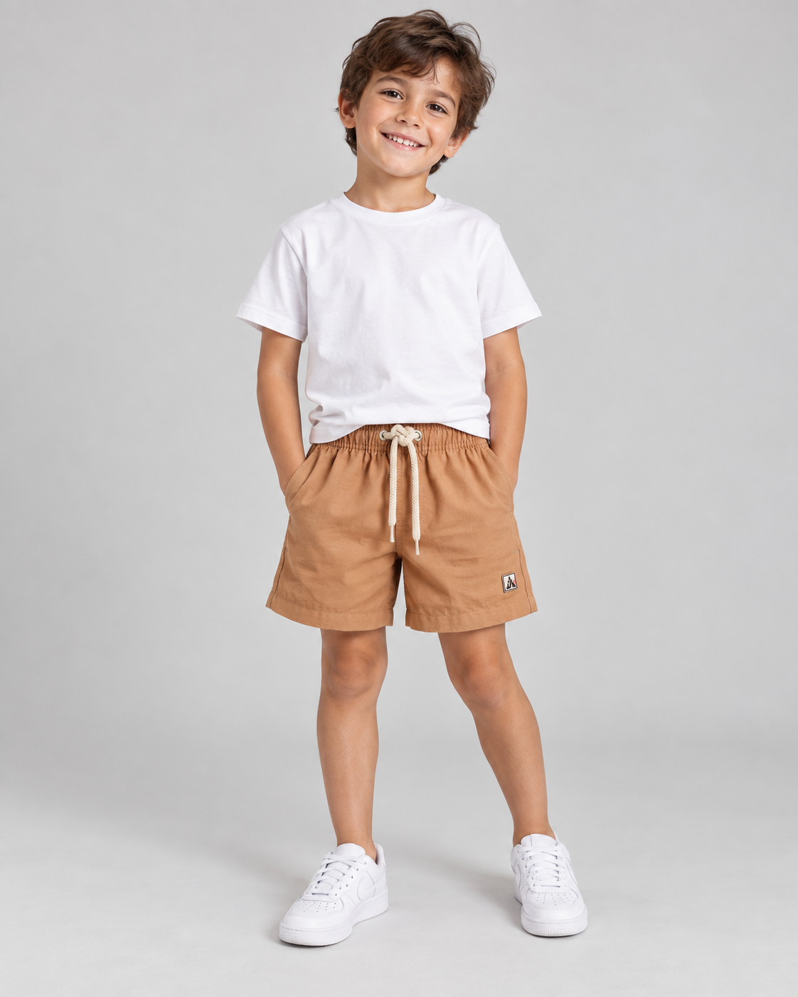 BERMUDA MAS KIDS ALFA PREMIUM VISCOSE BEGE ESCURO