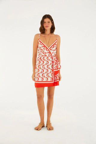 VESTIDO PEIXE COPA FARM VERMELHO/OFF