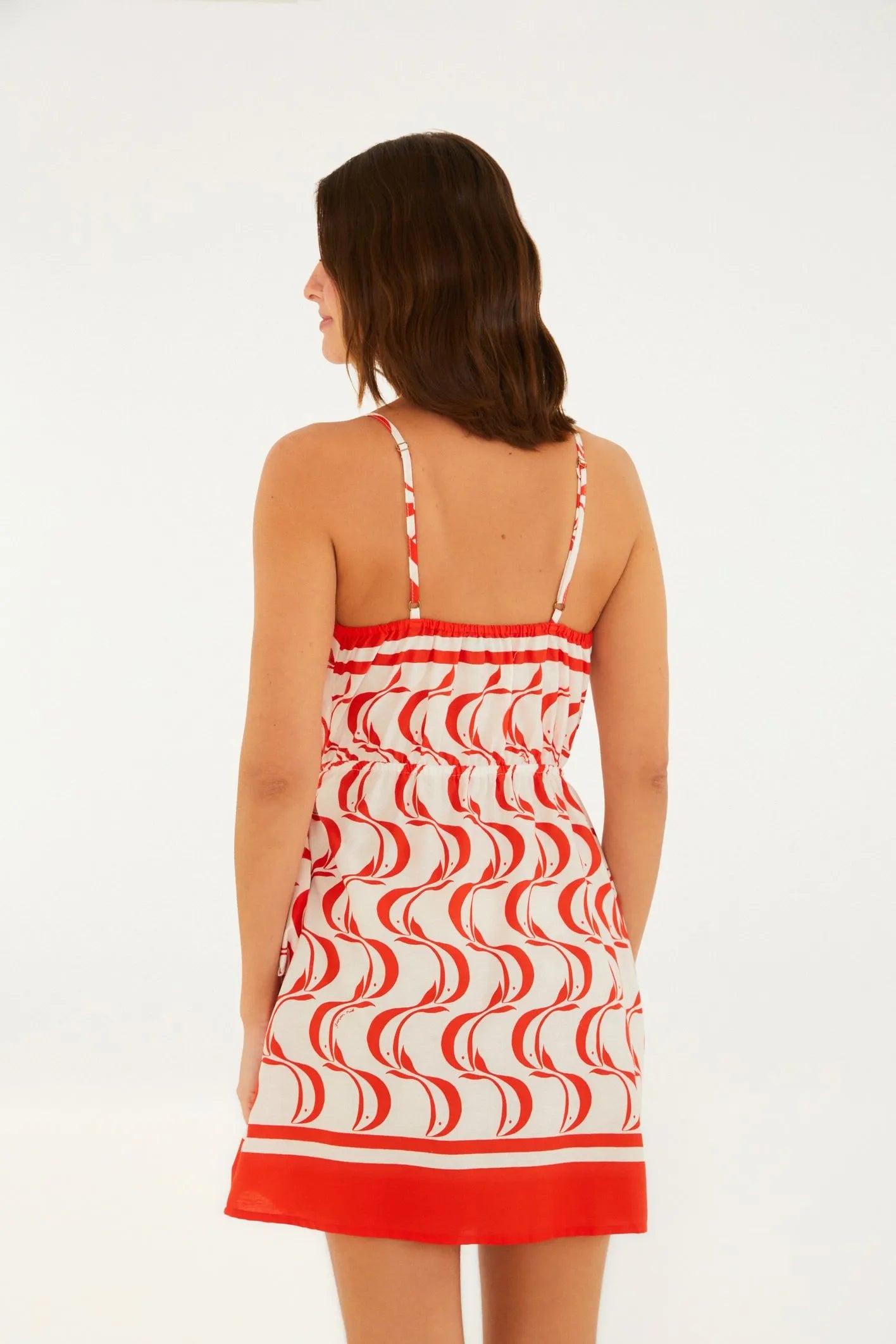 VESTIDO PEIXE COPA FARM VERMELHO/OFF