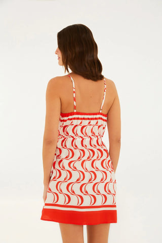 VESTIDO PEIXE COPA FARM VERMELHO/OFF