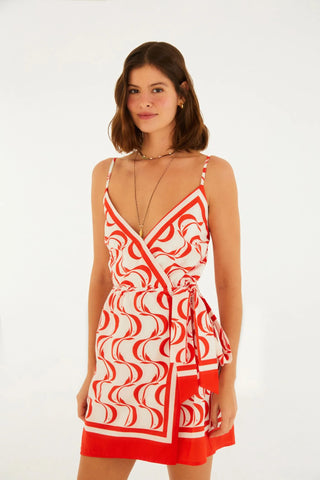 VESTIDO PEIXE COPA FARM VERMELHO/OFF