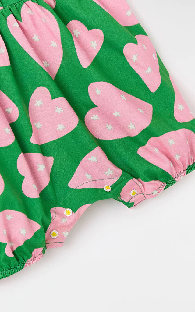 MACAQUINHO FEM BEBE MALHA CORAZONES VERDE/ROSA