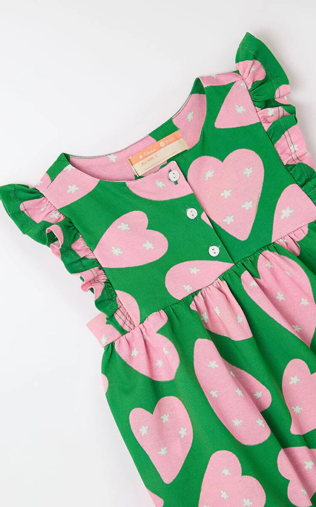 MACAQUINHO FEM BEBE MALHA CORAZONES VERDE/ROSA