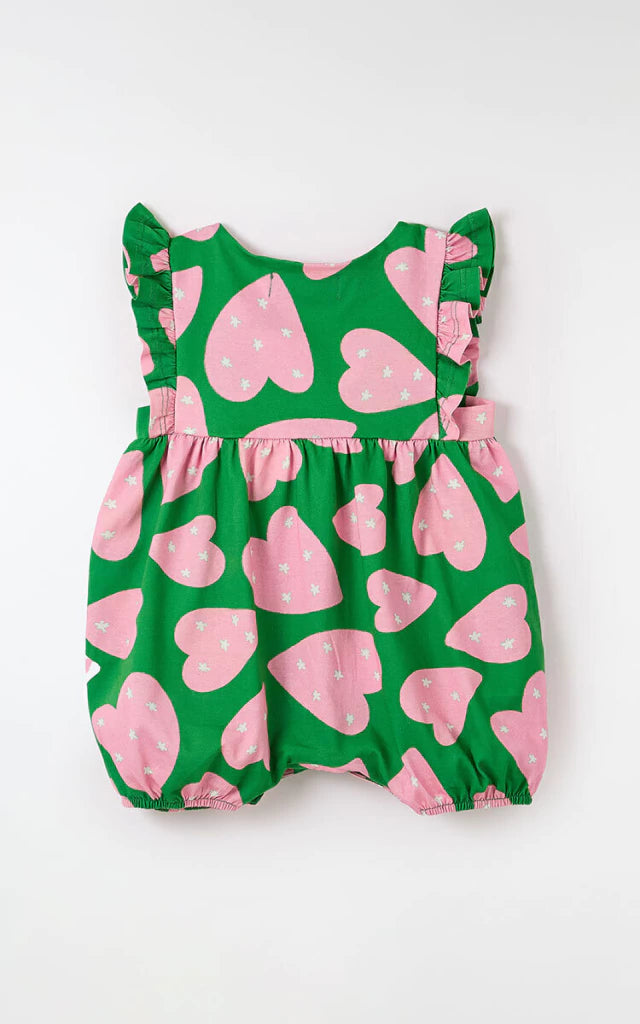 MACAQUINHO FEM BEBE MALHA CORAZONES VERDE/ROSA