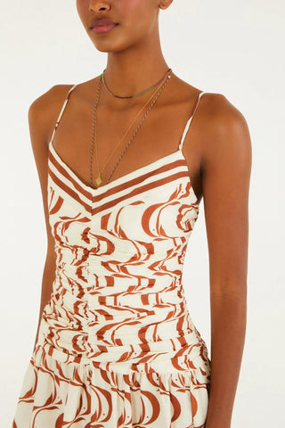 VESTIDO CROPPED PEIXE COPA FARM OFF WHITE/MARROM