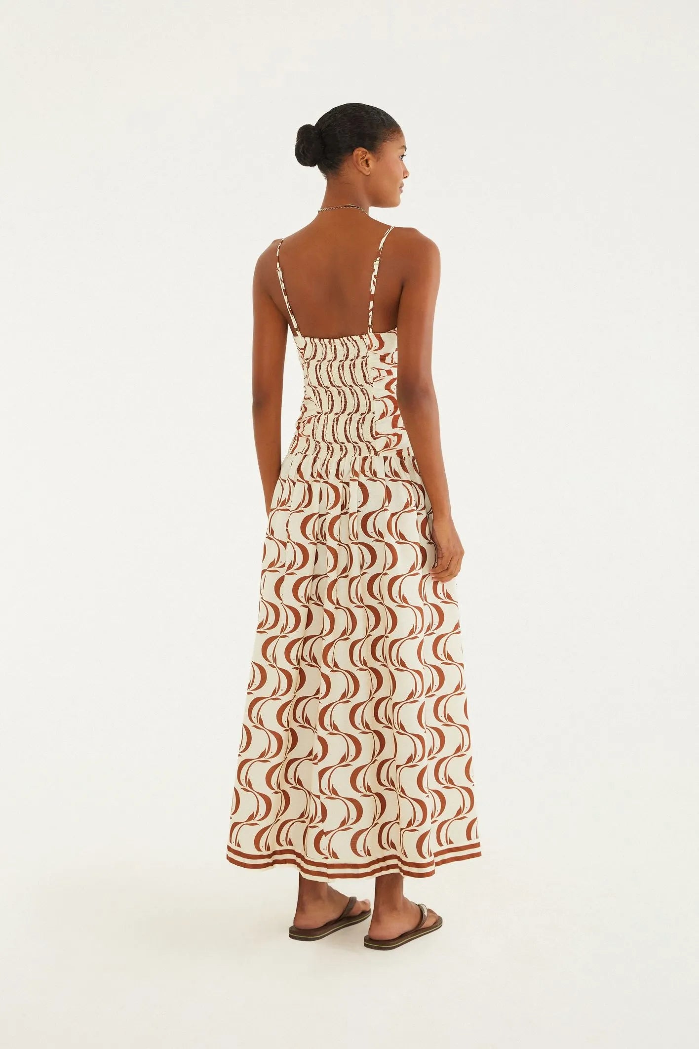 VESTIDO CROPPED PEIXE COPA FARM OFF WHITE/MARROM