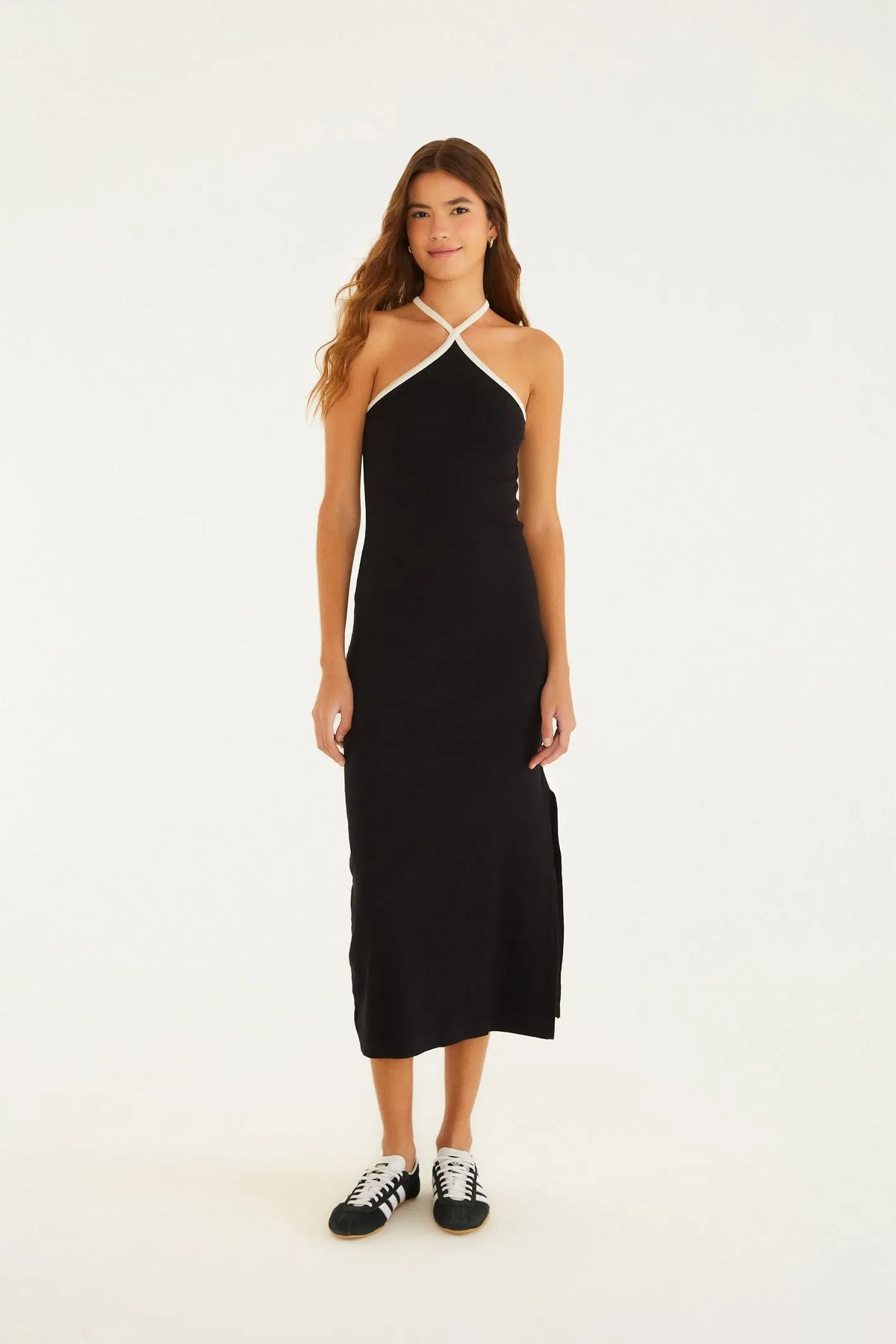 VESTIDO VIES BICOLOR FARM PRETO