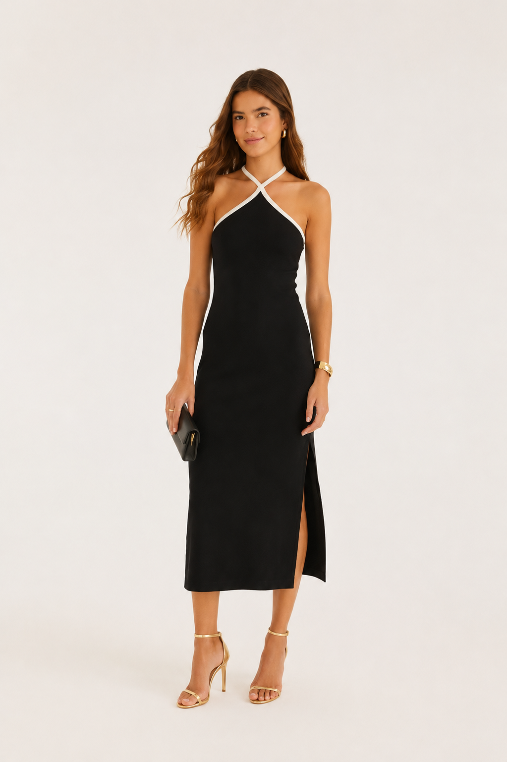 VESTIDO VIES BICOLOR FARM PRETO
