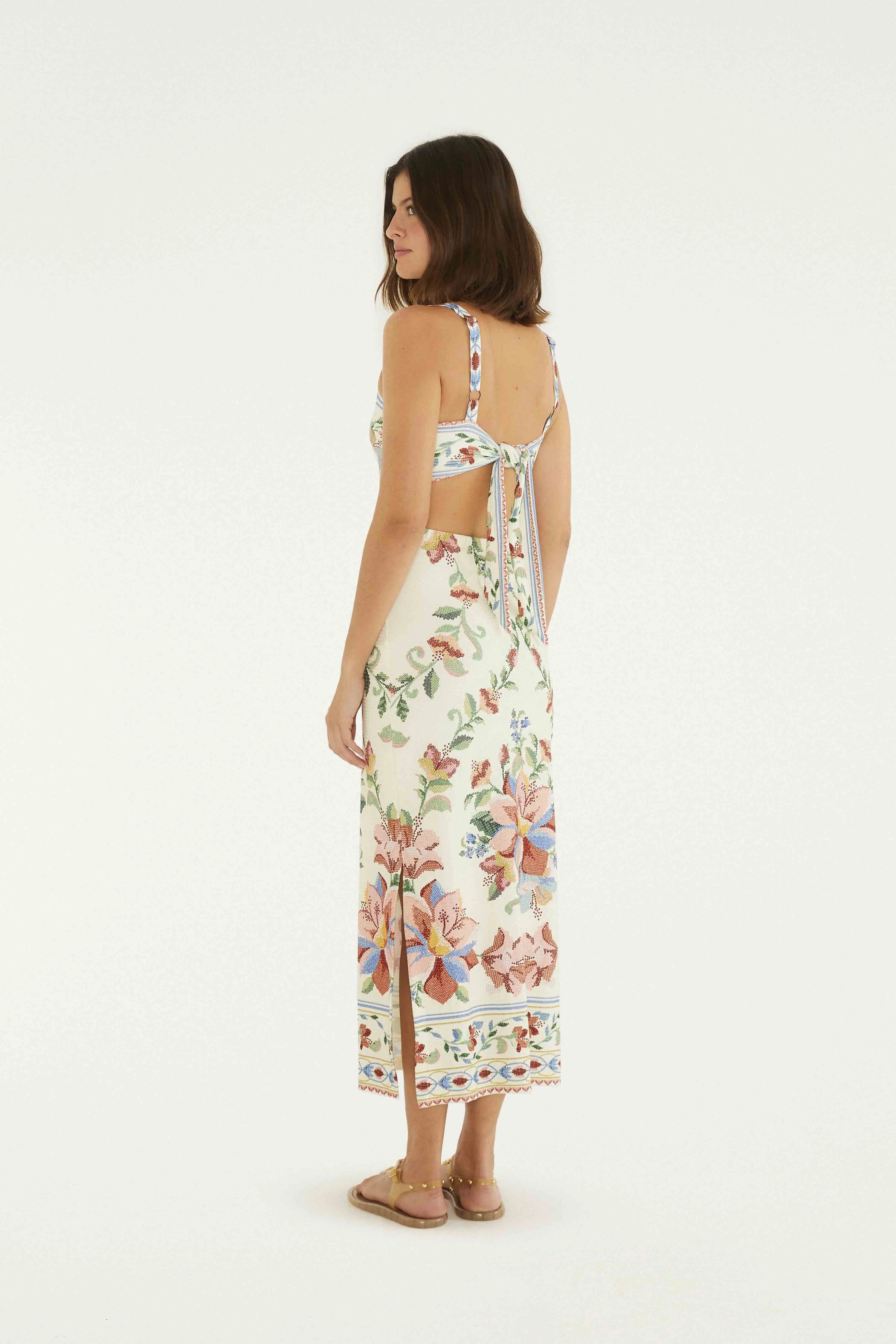 VESTIDO MIDI BRISA SERENA FARM BEGE