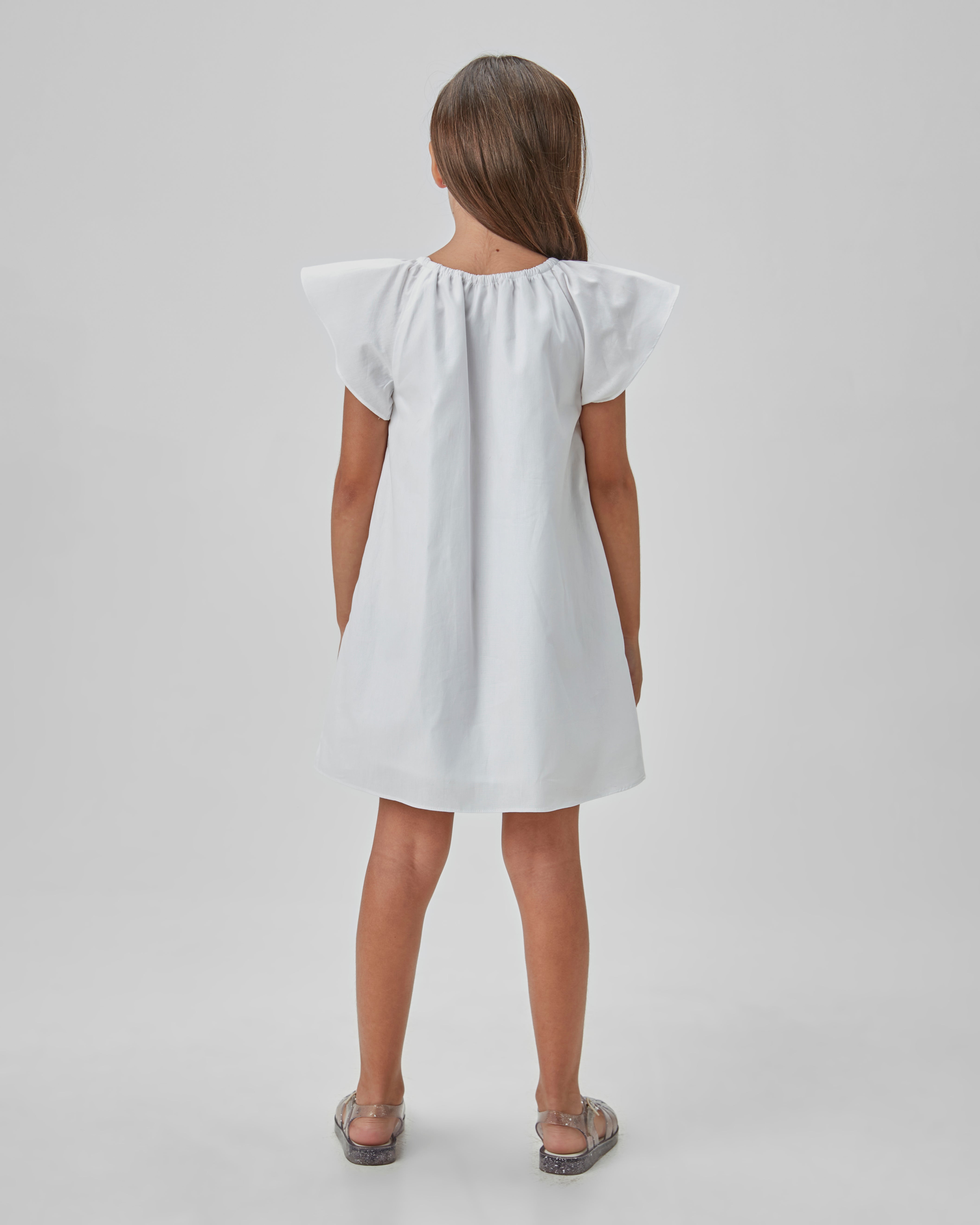 VESTIDO EM TRICOLINE C DET LACO FRENTE BRANCO