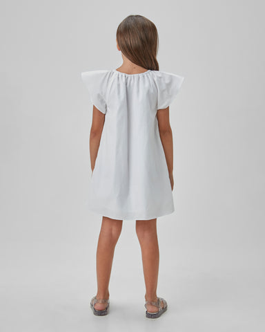 VESTIDO EM TRICOLINE C DET LACO FRENTE BRANCO