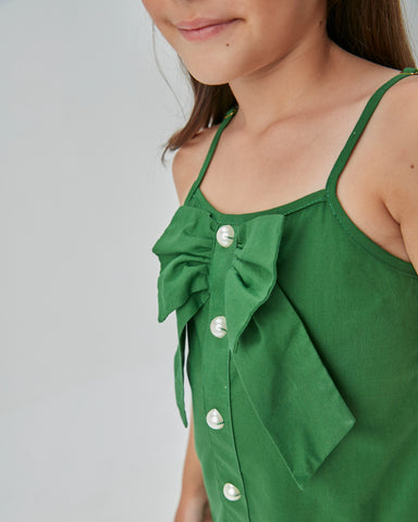 VESTIDO JUMPER DET LACO E BOTAO PEROLA VERDE MEDIO