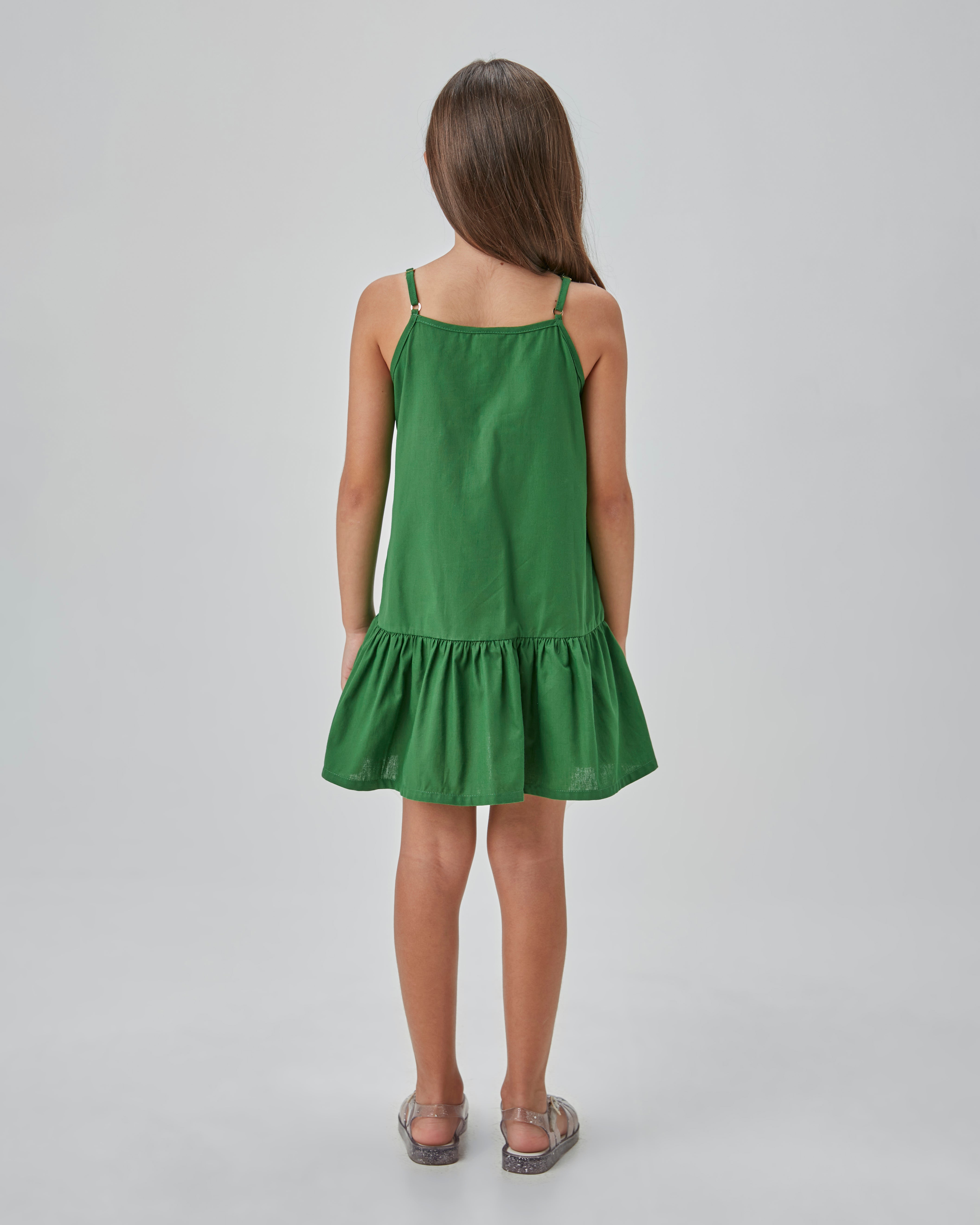 VESTIDO JUMPER DET LACO E BOTAO PEROLA VERDE MEDIO
