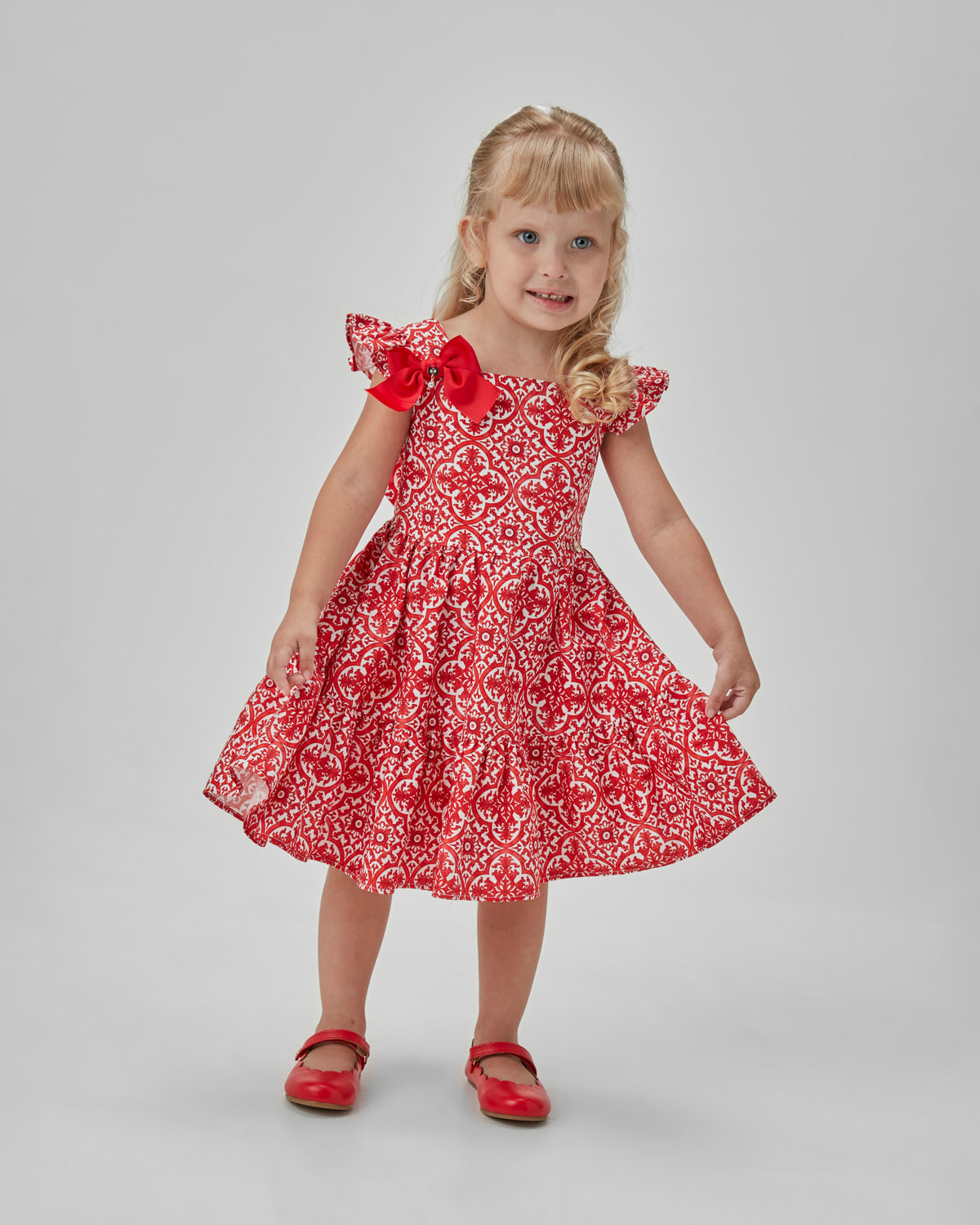 VESTIDO FEM BABY ESTAMPADO VERMELHO