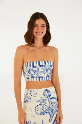 TOP FEM SEM ALCA DOUBLE AVENTUREIRO OFF WHITE/AZUL