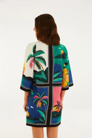 VESTIDO TSHIRT BIG OASIS LENCO FARM ESTAMPADO