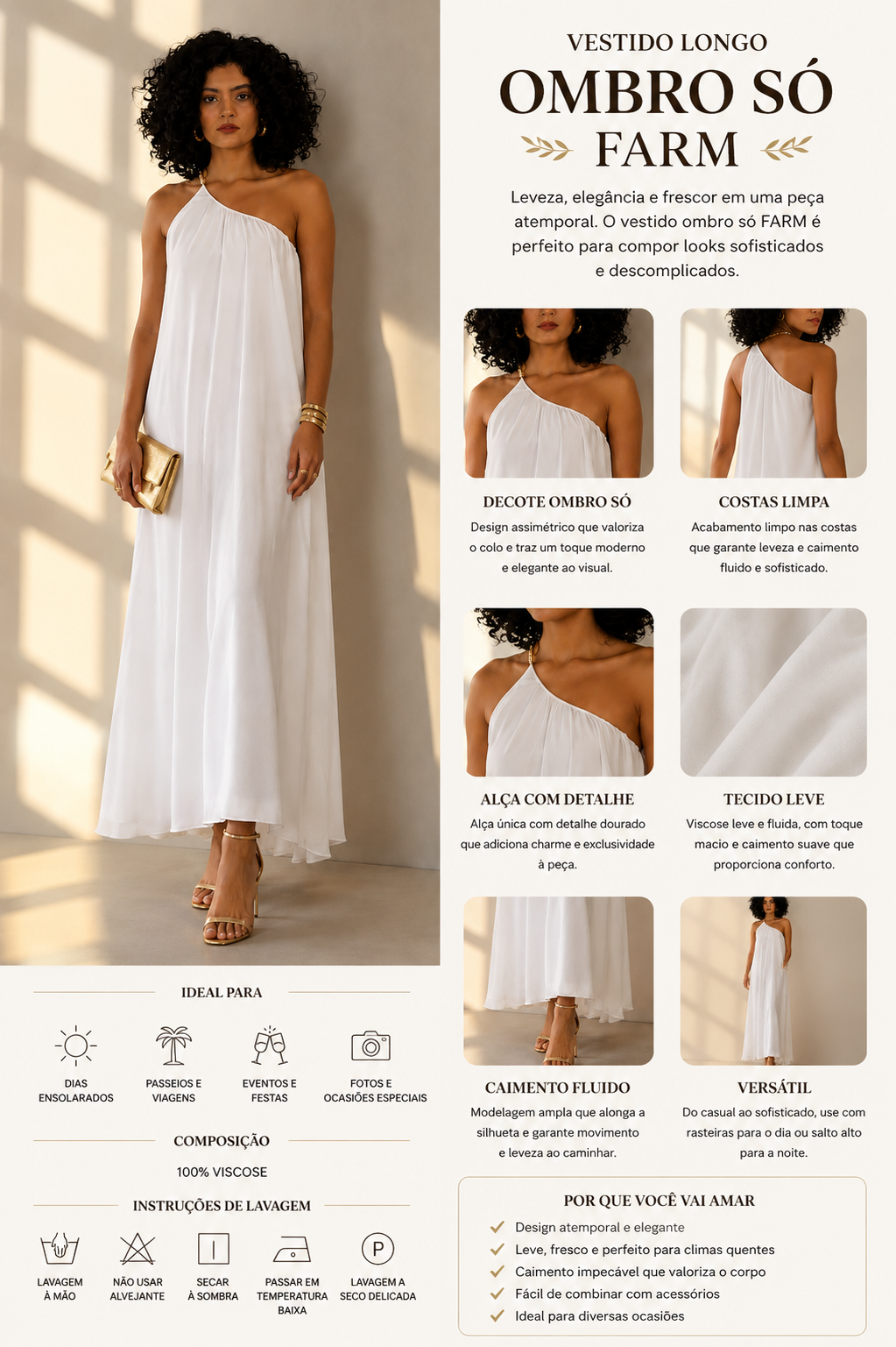 VESTIDO LONGO OMBRO SO FARM BRANCO