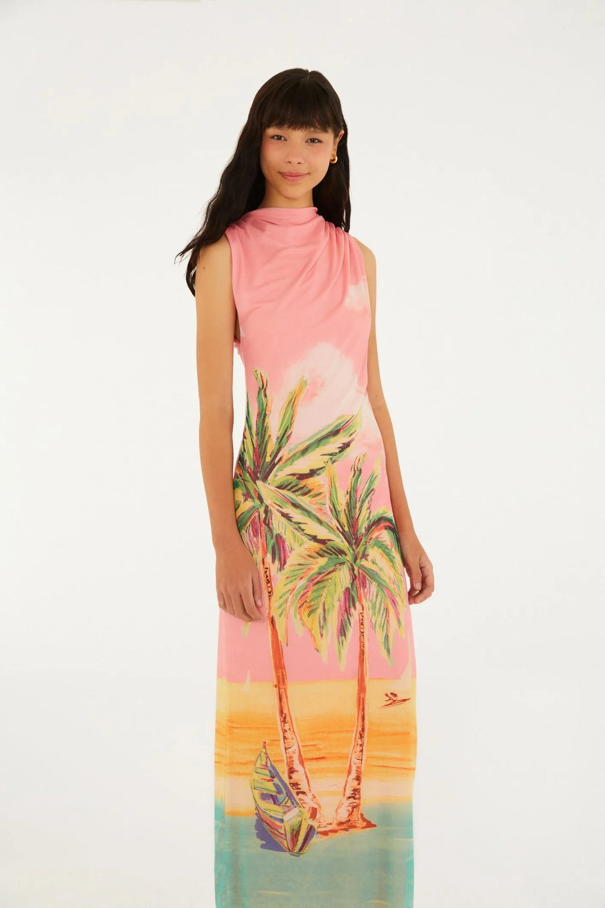 VESTIDO TULE MIDI COQUEIRAO FARM ROSA