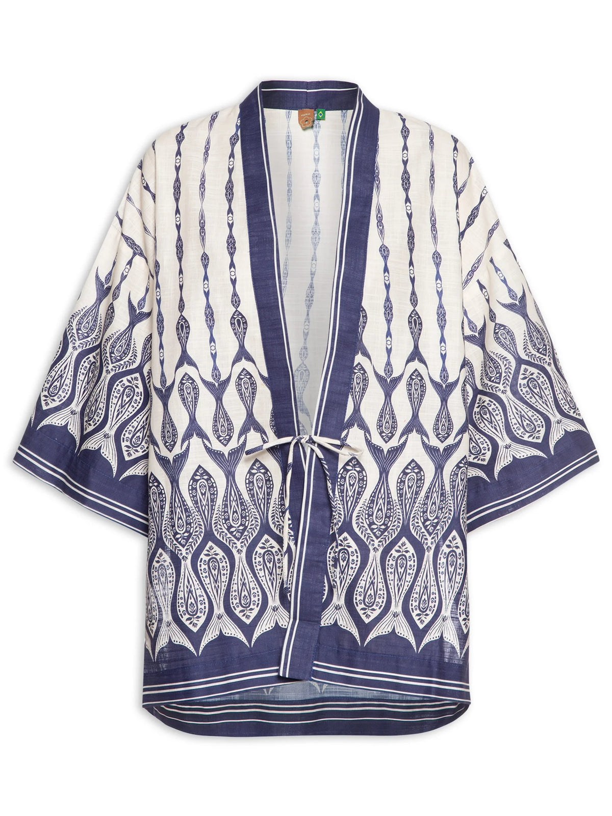 KIMONO FEM PEIXE CORRENTEZA FARM OFF WHITE/AZUL