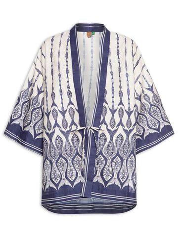 KIMONO FEM PEIXE CORRENTEZA FARM OFF WHITE/AZUL