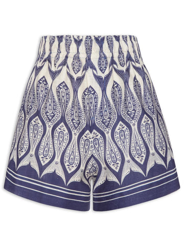 SHORT FEM PEIXE CORRENTEZA FARM OFF WHITE/AZUL