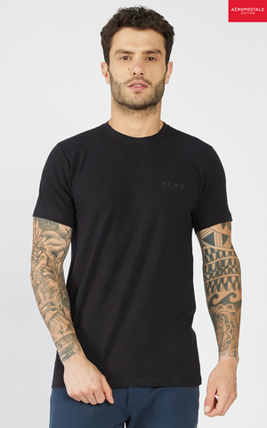 CAMISETA MAS COTTON AEROPOSTALE PRETO