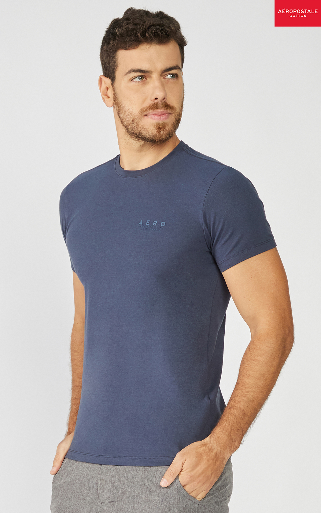 CAMISETA MAS COTTON AEROPOSTALE MARINHO