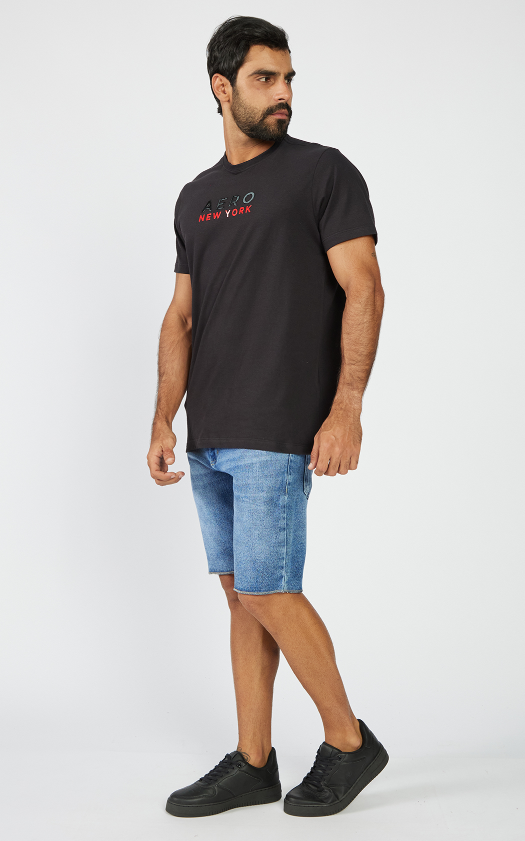 CAMISETA MASC MC SILKADA AEROPOSTALE PRETO