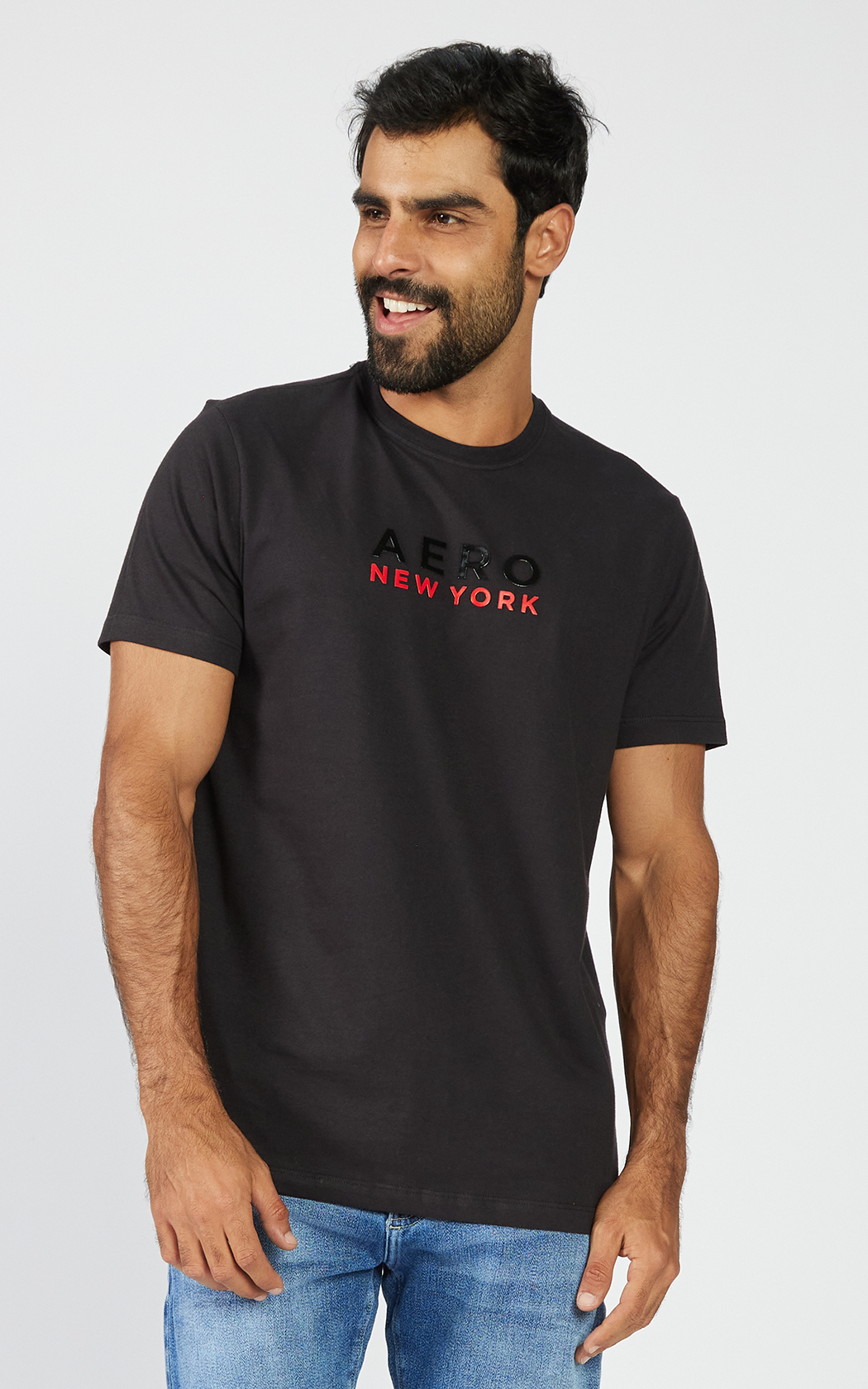 CAMISETA MASC MC SILKADA AEROPOSTALE PRETO