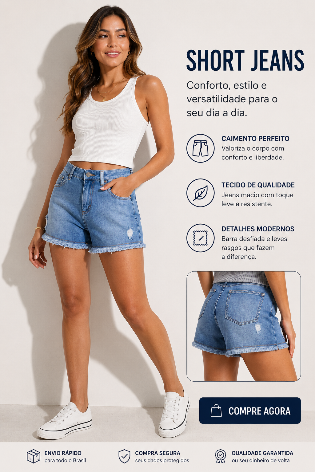 SHORTS JEANS FEM AEROPOSTALE BLUE JE