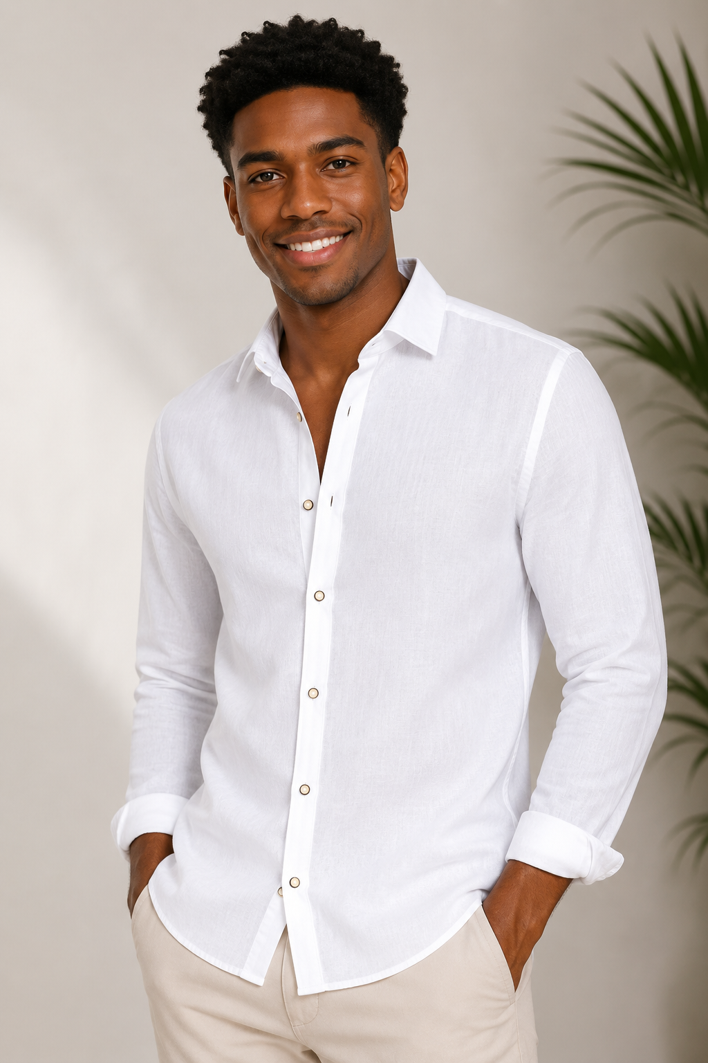 CAMISA MAS ML SLIM LINHO ALGODAO SURAT BRANCO