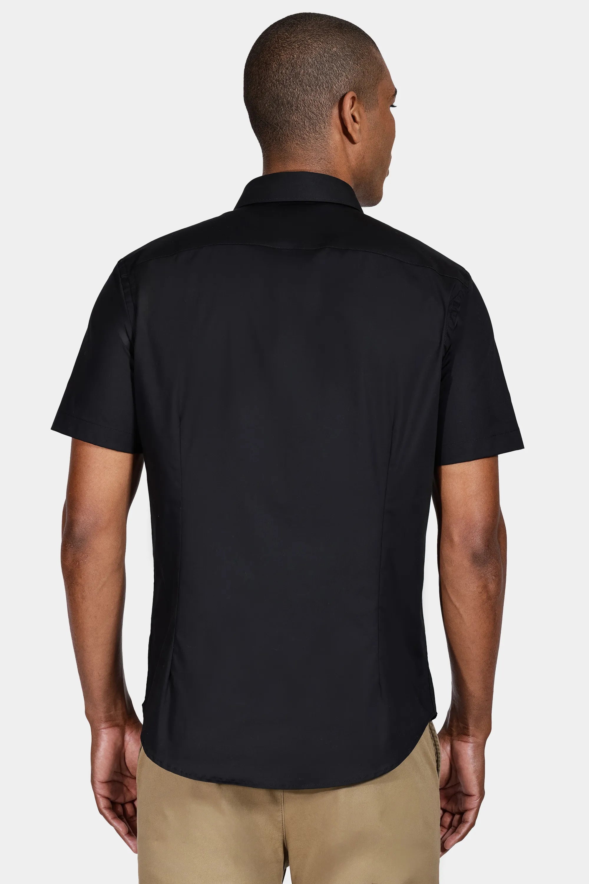CAMISA MC SLIM TRICOLINE STRETCH LISO PRETO