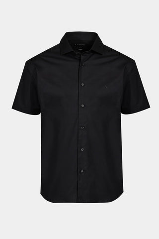 CAMISA MC SLIM TRICOLINE STRETCH LISO PRETO
