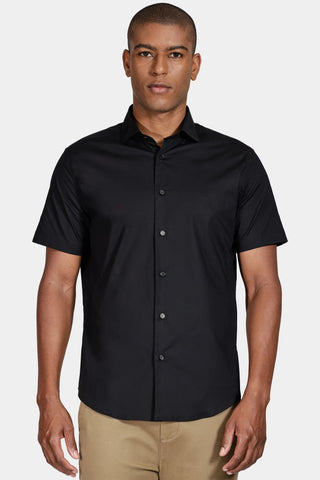 CAMISA MC SLIM TRICOLINE STRETCH LISO PRETO
