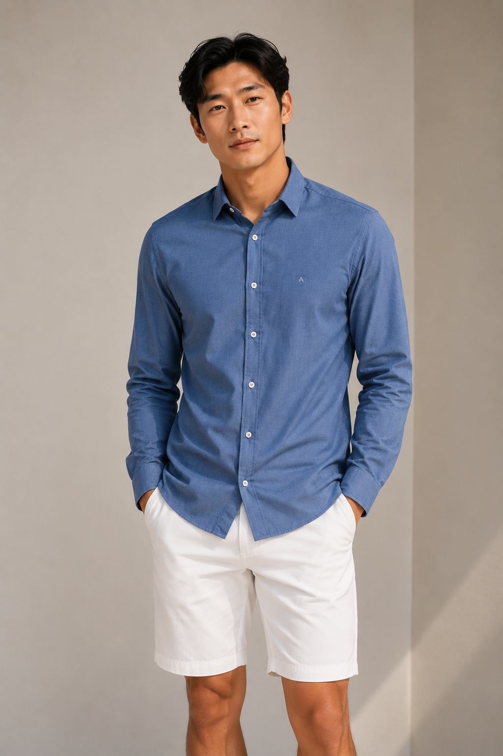 CAMISA MAS ML ARAMIS FIL A FIL ANTILIA AZUL CLASSICO