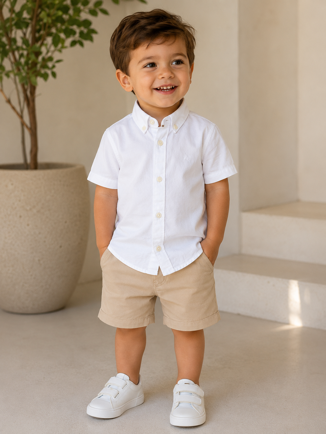 CAMISA MC ARAMIS INF OXFORD COPAN BDWN BRANCO