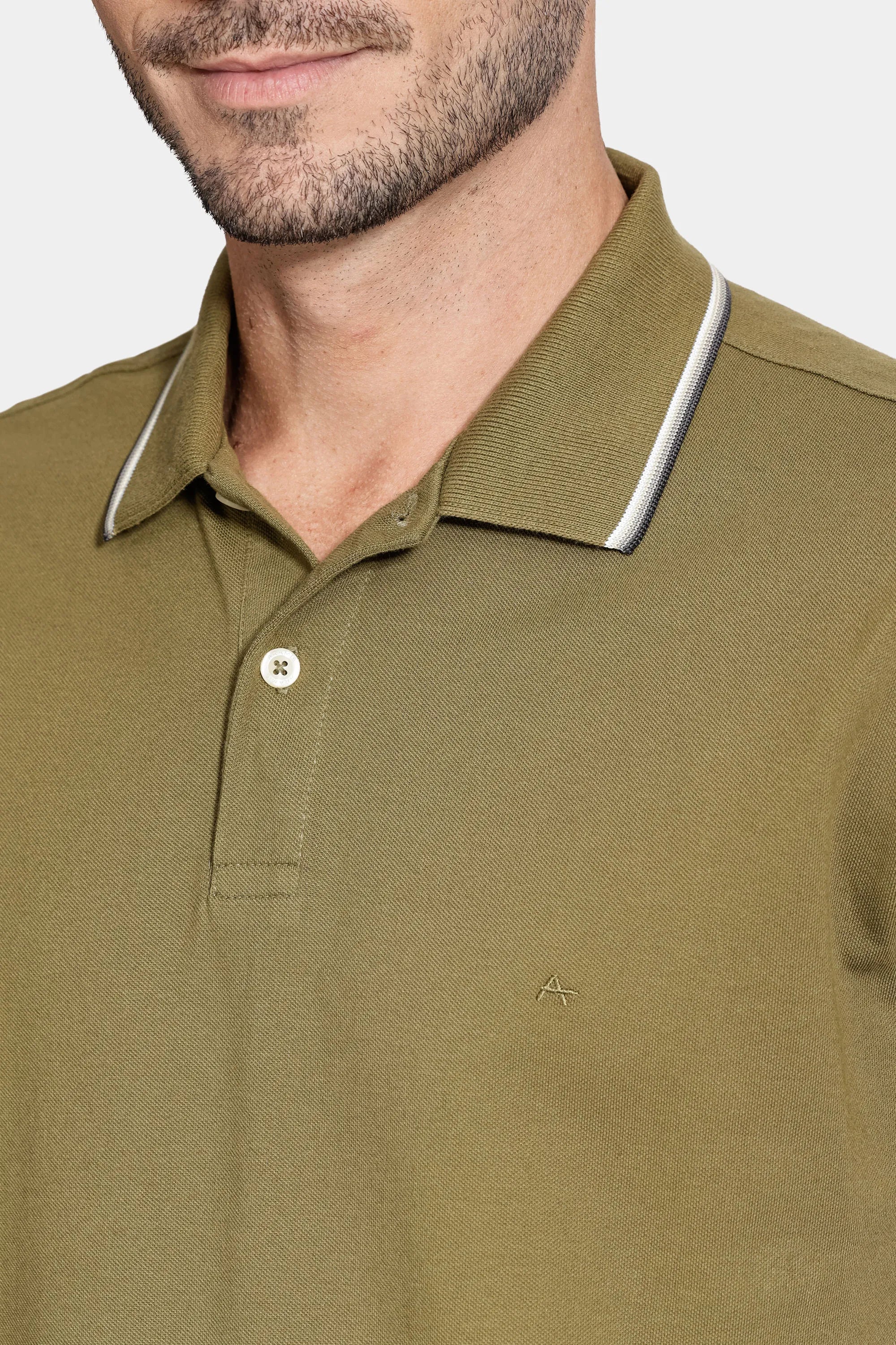 POLO MC MAS ARAMIS BASICA 4 FRISOS CACTO/OFF WHITE