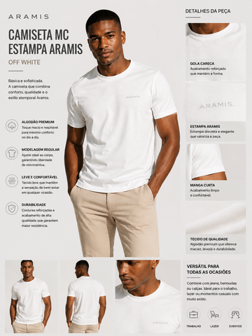 CAMISETA MC MAS ESTAMPA ARAMIS OFF WHITE