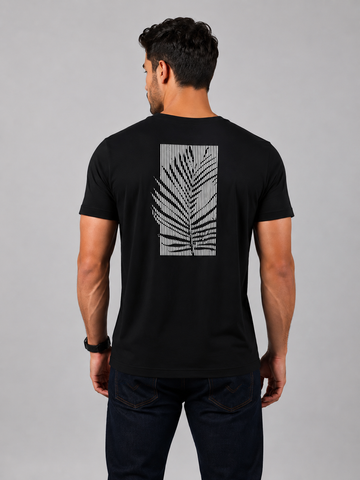 CAMISETA MC ARAMIS ESTAMPA FOLHAGEM PRETO