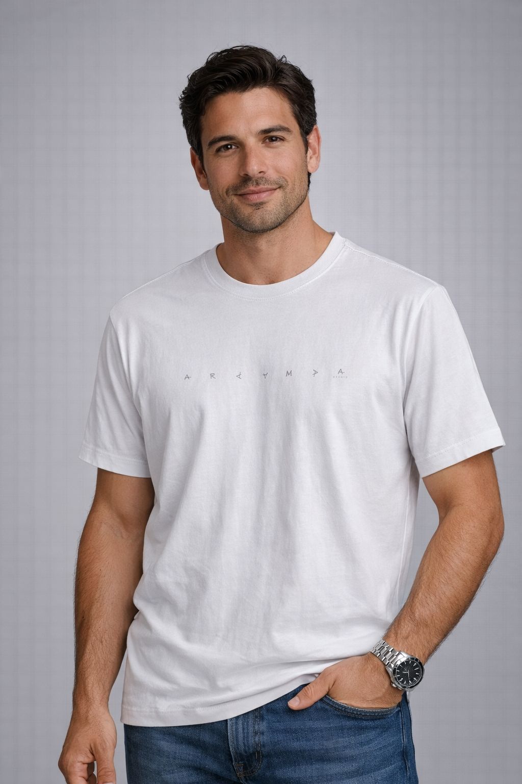 CAMISETA MC ARAMIS ESTAMPA ROTACAO CINZA CLARO