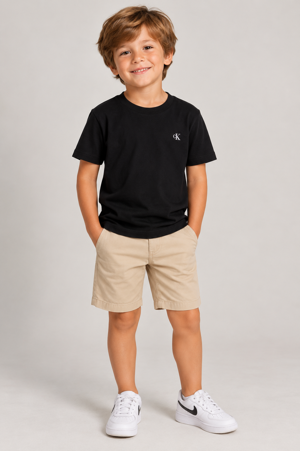 CAMISETA CKJ KIDS MAS MC CK BORDADO PRETO