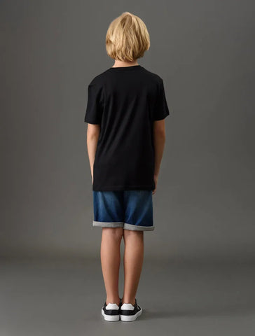 CAMISETA CKJ KIDS MAS MC CK BORDADO PRETO