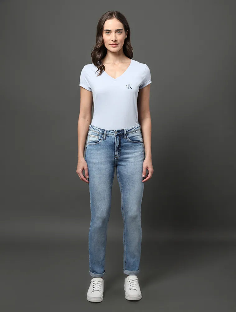 CALCA CKJ FEM JEANS NEW SKINNY 5 POCKETS AZUL MEDIO