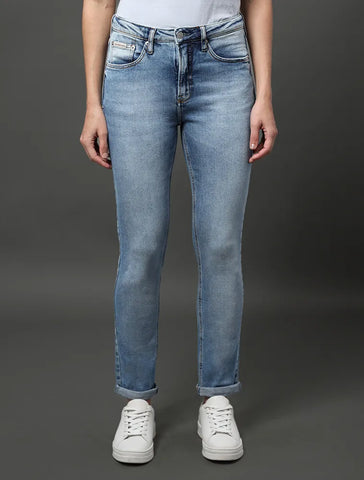 CALCA CKJ FEM JEANS NEW SKINNY 5 POCKETS AZUL MEDIO