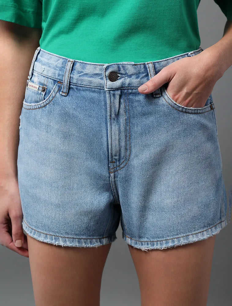 SHORTS CKJ FEM JEANS BOY 5 POCKETS AZUL CLARO