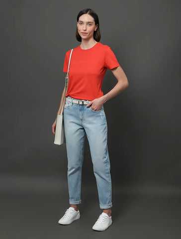 CALCA CKJ FEM JEANS MOM PEQ PUIDOS AZUL CLARO