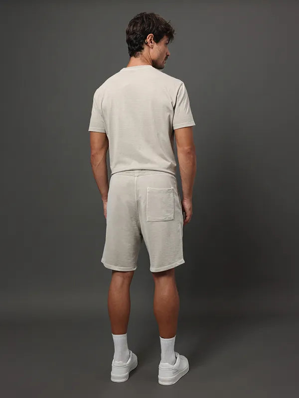 BERMUDA MAS MOLETOM CKJ LOGO MONOGRAM CAQUI CLARO