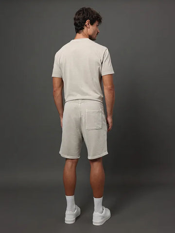 BERMUDA MAS MOLETOM CKJ LOGO MONOGRAM CAQUI CLARO